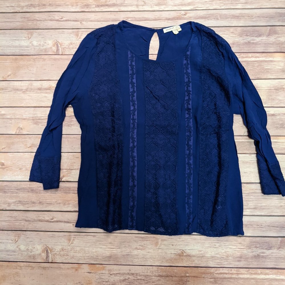 Meadow Rue 3/4 Sleeve Top Blue Medium